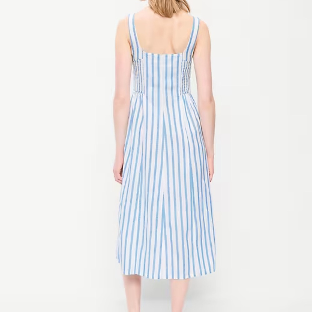 Old Navy Fit & Flare Sleeveless Linen-Blend Midi Dress size medium - Picture 2 of 6